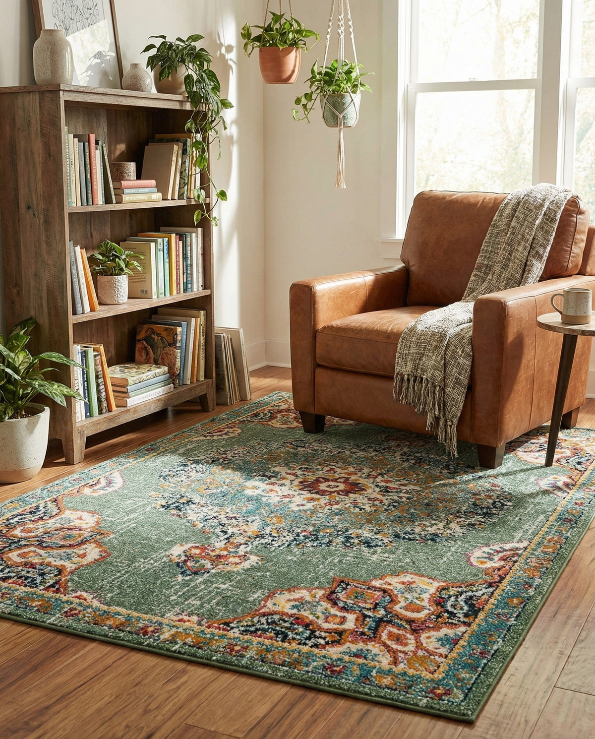 Brighton Terrace Collection Area Rug - Hove (Green) Rectangle Green  lifestyle 18