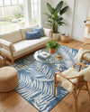Seaside Blooms Collection Area Rug - Verdure (Blue) Rectangle Blue  lifestyle 17