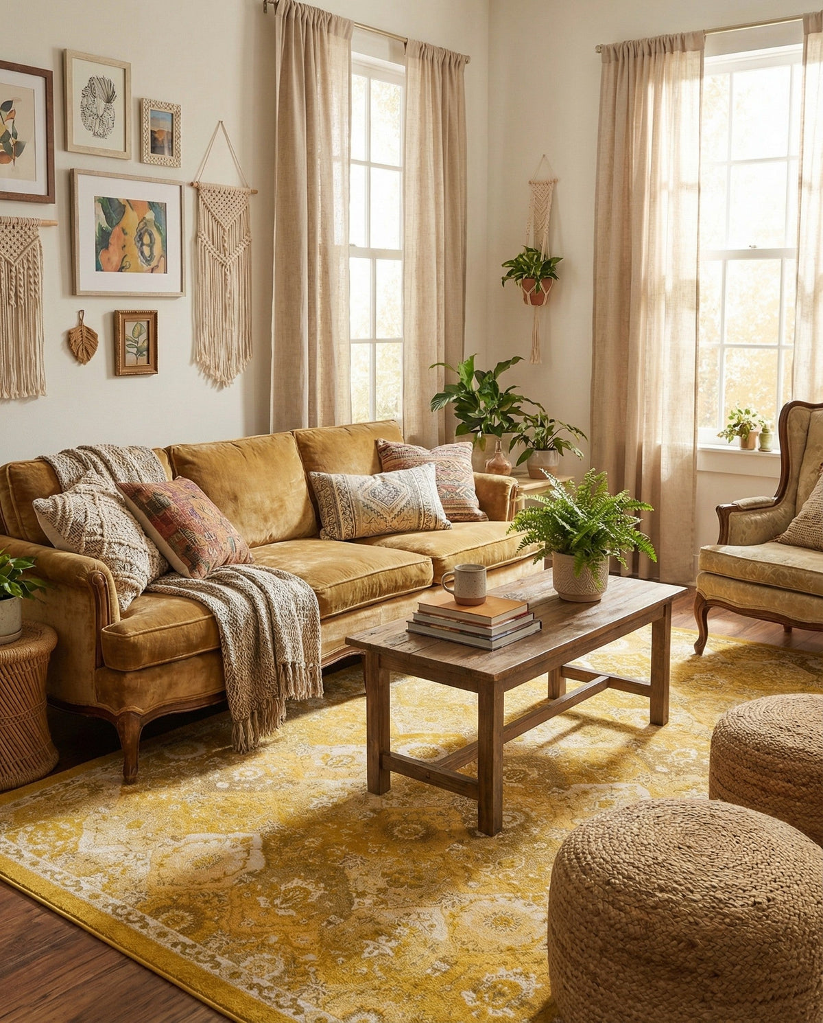 Brighton Terrace Collection Area Rug -  Rottingdean (Yellow) Rectangle Yellow  lifestyle 4
