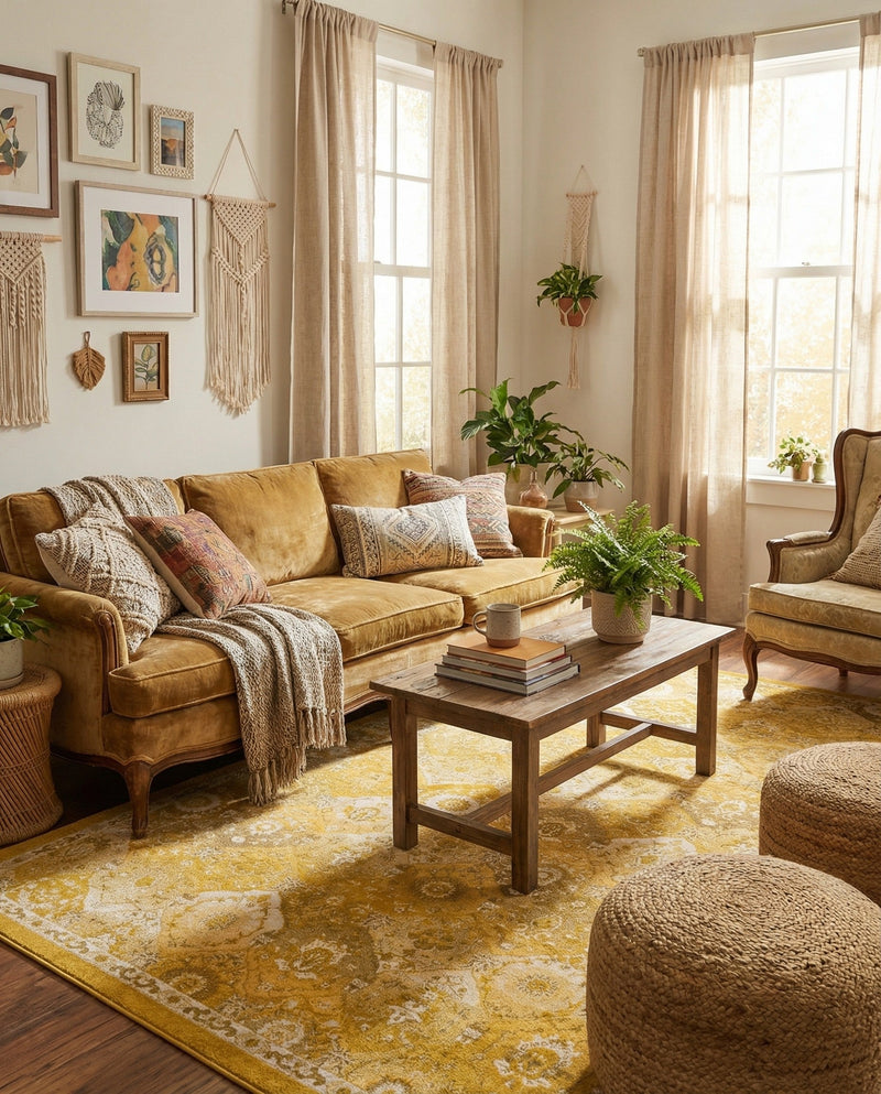 Brighton Terrace Collection Area Rug -  Rottingdean (Yellow) Rectangle Yellow  lifestyle 4