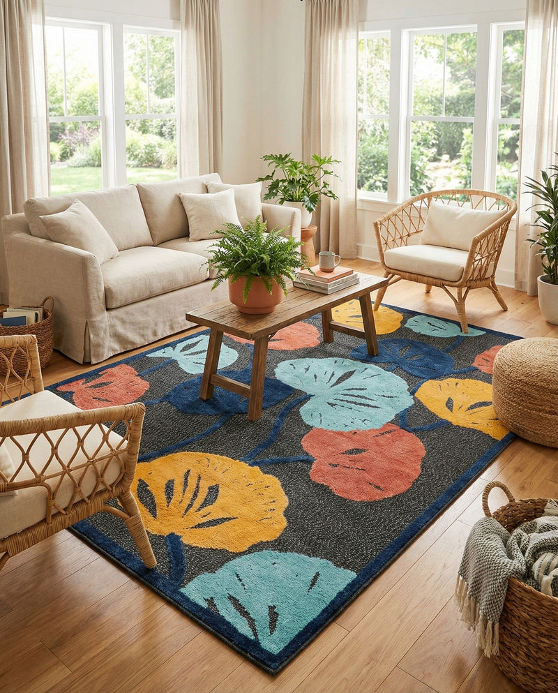 Caribbean Terrace Collection Area Rug -  Grenada Rectangle Charcoal  lifestyle 18