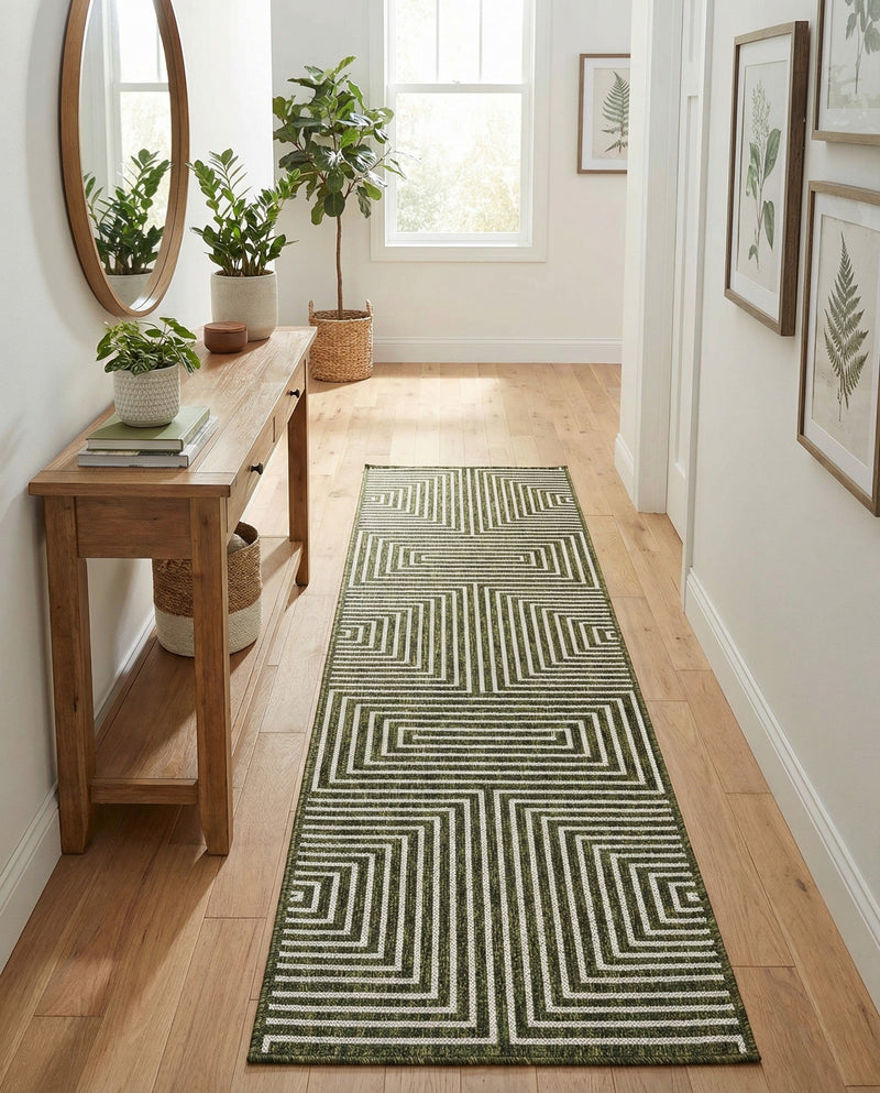Urban Terrace Collection Area Rug -  Astoria (Green) Runner Green  lifestyle 56