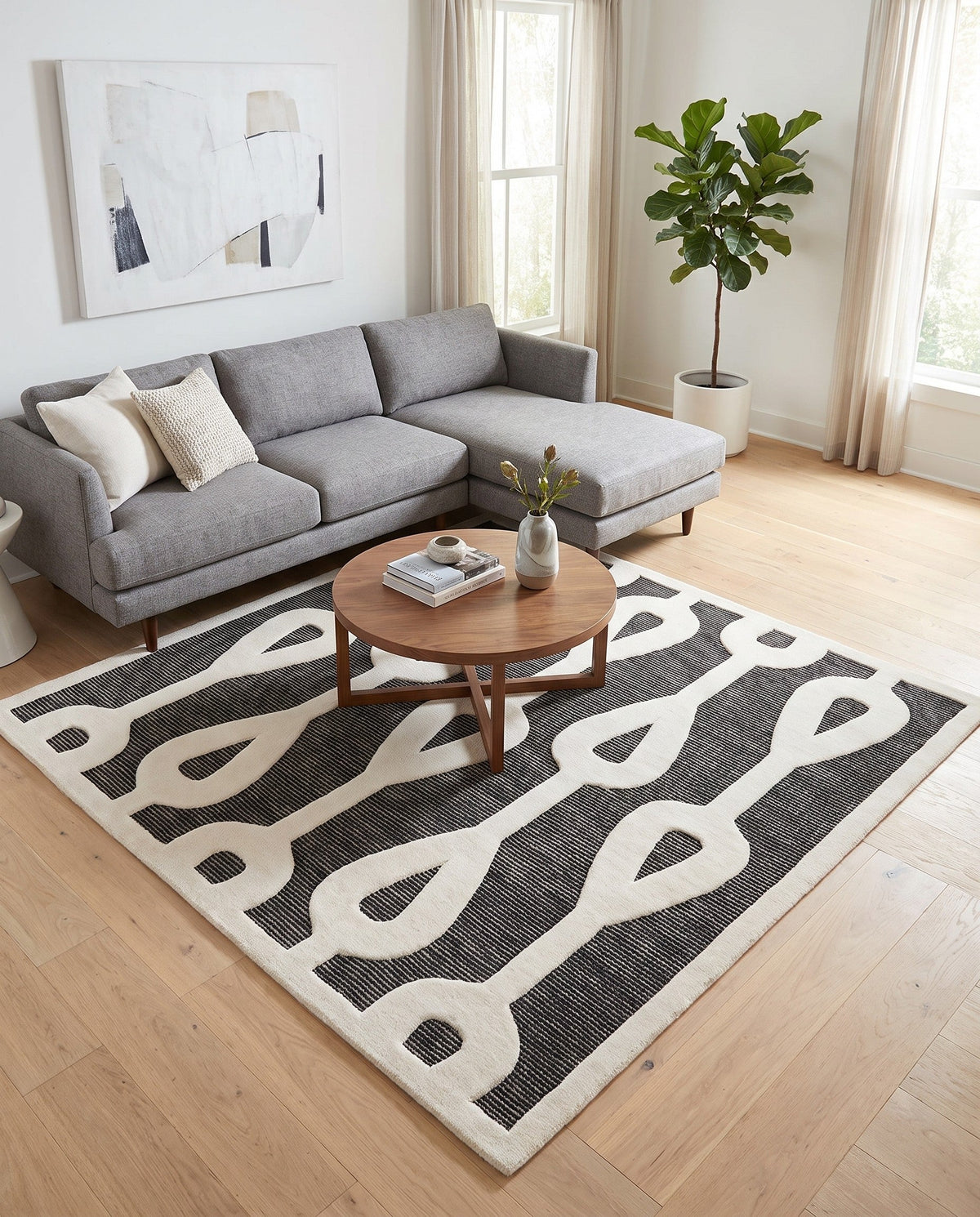 Monochrome Collection Area Rug -  Marble Square Gray  lifestyle 113