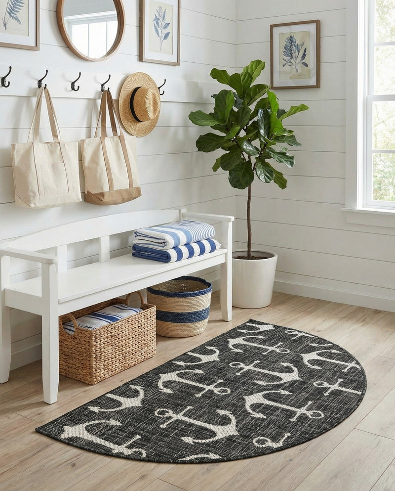 Seaside Haven Rugs Collection Area Rug - Sapphire (Charcoal) Hearth Charcoal  lifestyle 38