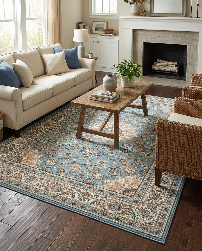 Patio Heritage Collection Area Rug -  Bower Rectangle Blue  lifestyle 26