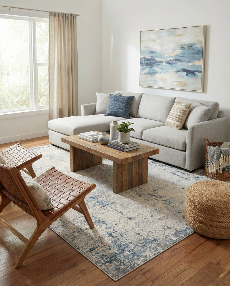 Aegean Elegance Collection Area Rug -  Milos Rectangle Gray Blue  lifestyle 6