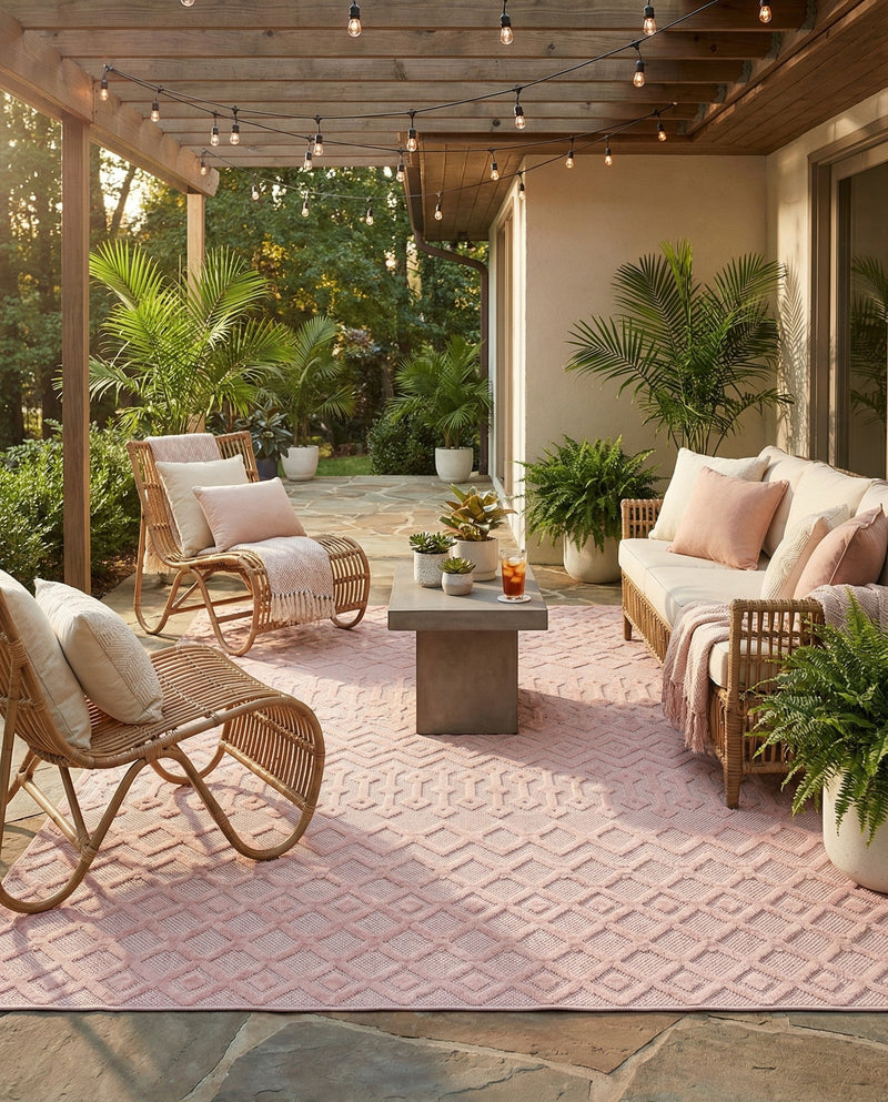 Garden Lattice Charm Collection Area Rug -  Pergola (Pink) Rectangle Pink  lifestyle 11