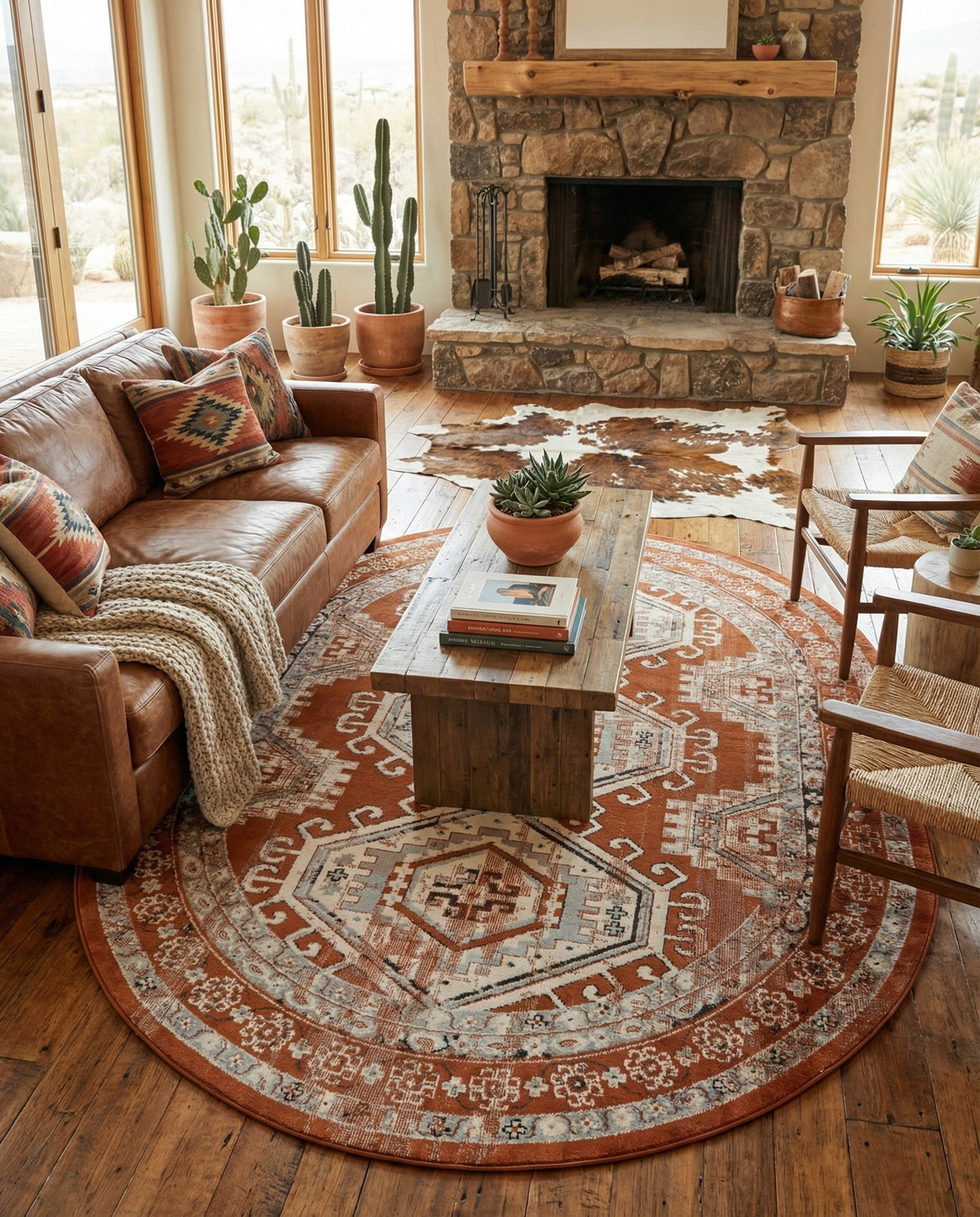 Savannah Elegance Collection Area Rug -  Tybee (Terracotta) Oval Terracotta  lifestyle 51