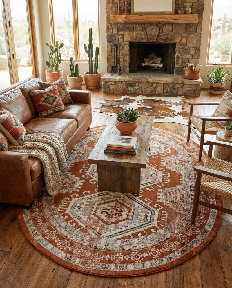 Savannah Elegance Collection Area Rug -  Tybee (Terracotta) Oval Terracotta  lifestyle 51