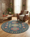 Coastal Terrace Collection Area Rug -  Dunes Round Navy Blue  lifestyle 38