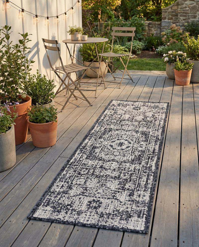 Patio Heritage Collection Area Rug - Savannah (Charcoal Gray) Runner Charcoal Gray  lifestyle 59