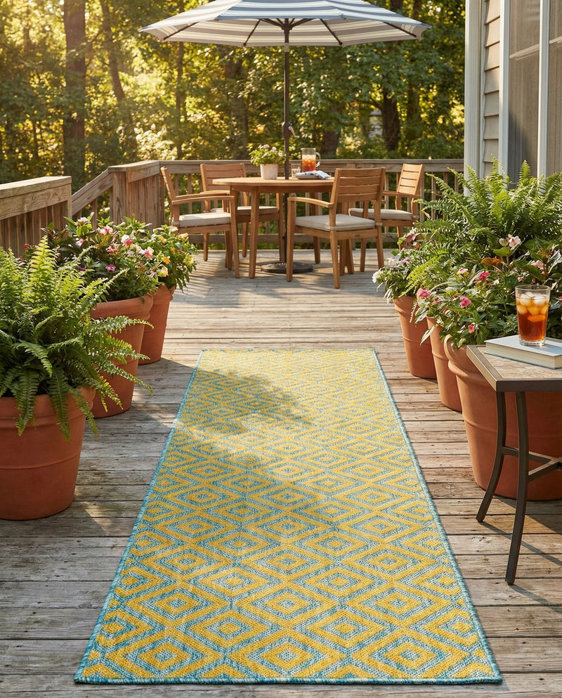 Urban Oasis Rugs Collection Area Rug -  Rooftop (Yellow and Aqua) Runner Yellow and Aqua  lifestyle 29
