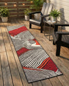 Urban Terrace Collection Area Rug -  Porch Runner Red and Black  lifestyle 54