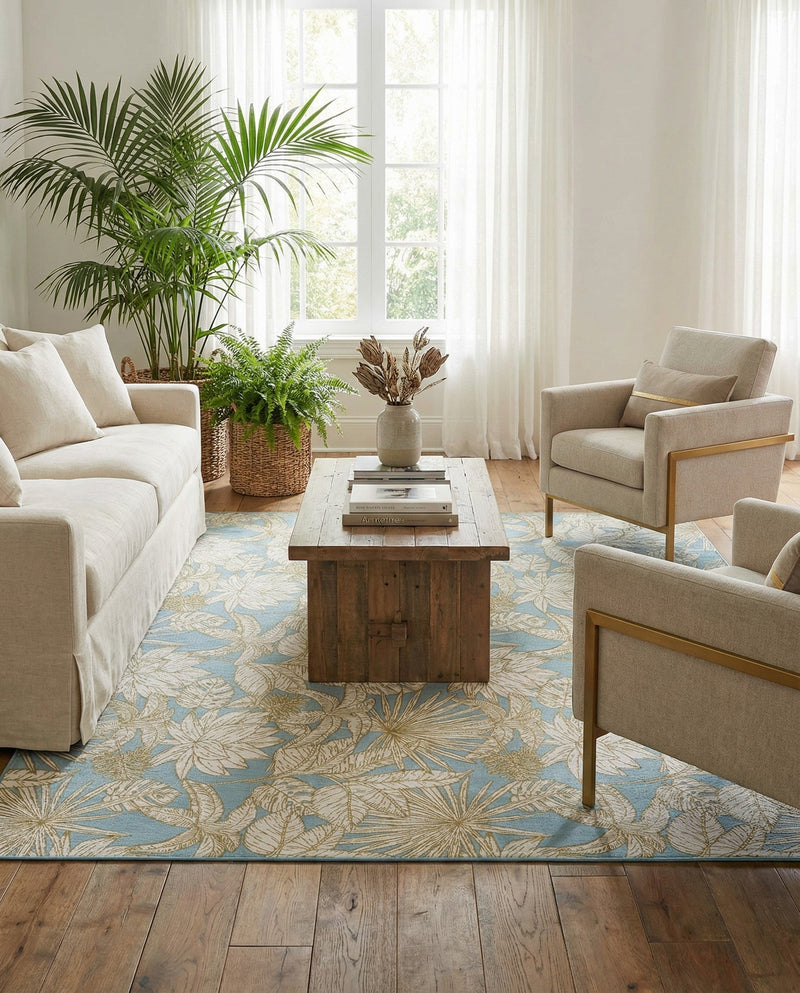 Seaside Blooms Collection Area Rug -  Shalimar Rectangle Soft Blue  lifestyle 24