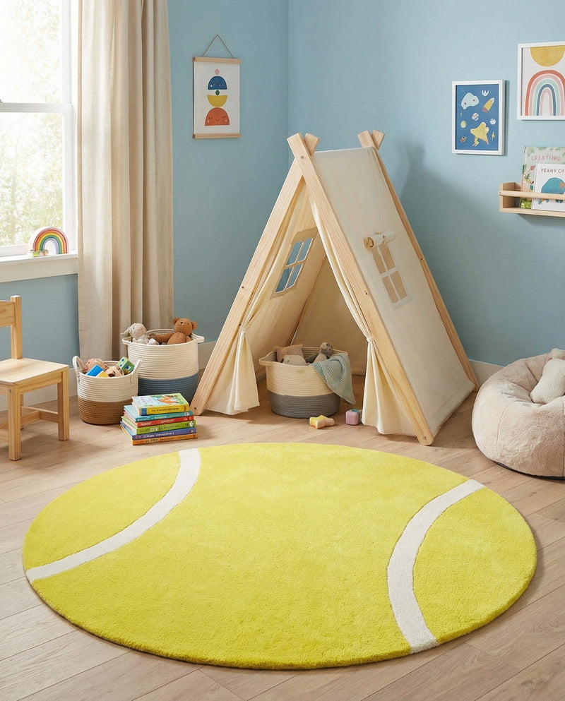 Whimsy Wonders Wool Collection Area Rug -  Tundra Round Yellow  lifestyle 7