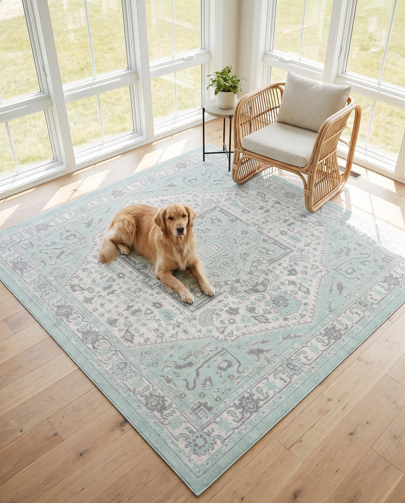 Savannah Series Collection Area Rug - Charleston (Mint) Square Mint  lifestyle 64