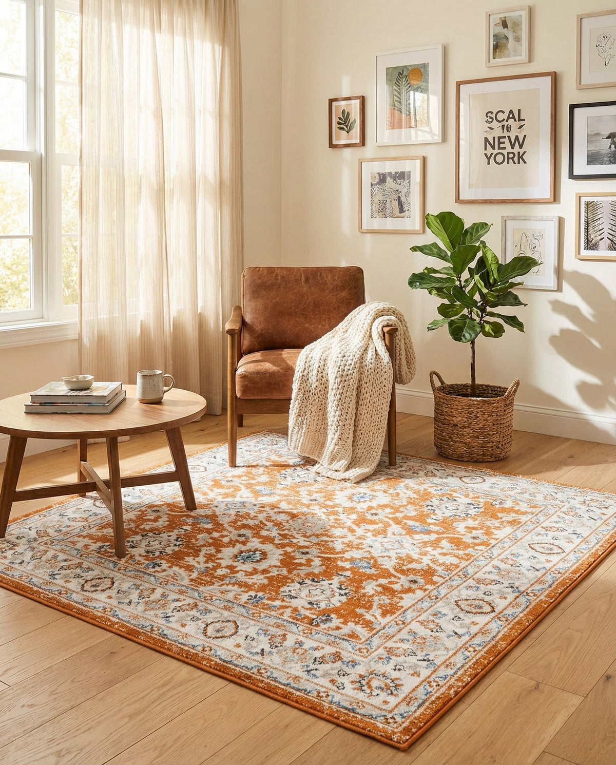 Savannah Elegance Collection Area Rug - Augusta (Rust Red) Square Rust Red  lifestyle 96