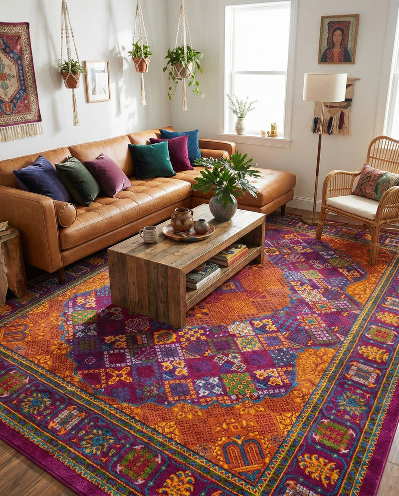Caribbean Cove Collection Area Rug -  Mustique Rectangle Fuchsia  lifestyle 24