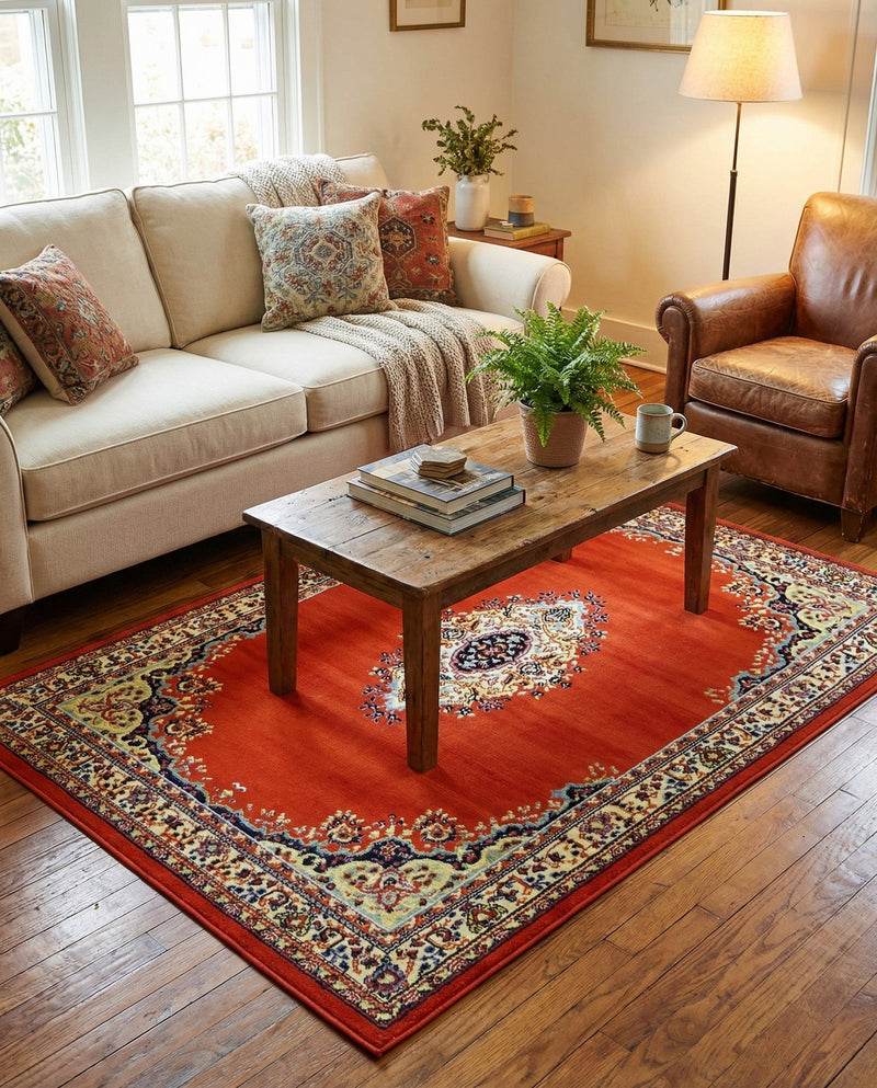 Tabriz Tapestry Collection Area Rug - Azerbaijan (Terracotta) Rectangle Terracotta  lifestyle 23