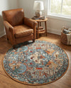 Patio Heritage Collection Area Rug -  Oasis Round Multi  lifestyle 74