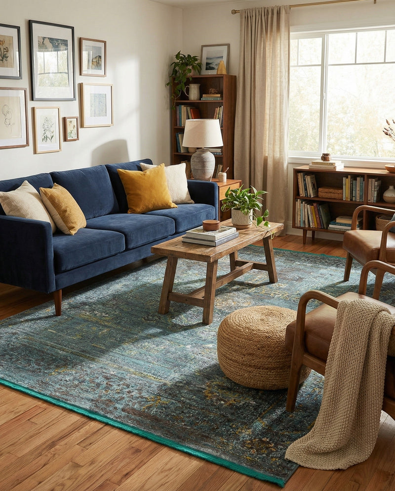 Caribbean Breeze Collection Area Rug -  Martinique Rectangle Turquoise  lifestyle 16