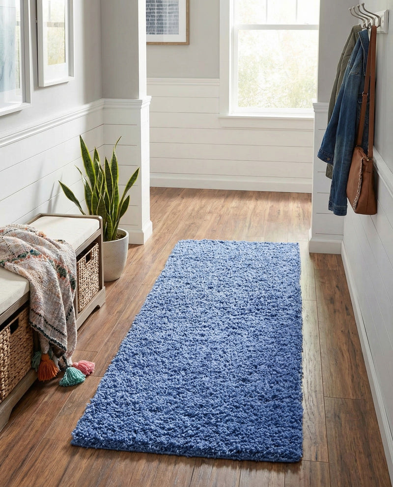 Plush Oasis Collection Area Rug - Serenity (Periwinkle Blue) Runner Periwinkle Blue  lifestyle 47