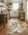 Jewel Oasis Collection Area Rug -  Opaline Runner White Navy  lifestyle 80
