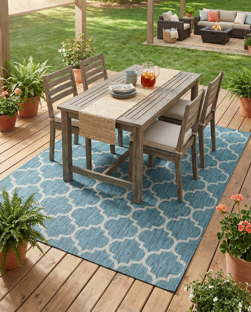 Savannah Pergola Collection Area Rug - Arbor (Teal) Rectangle Teal  lifestyle 9