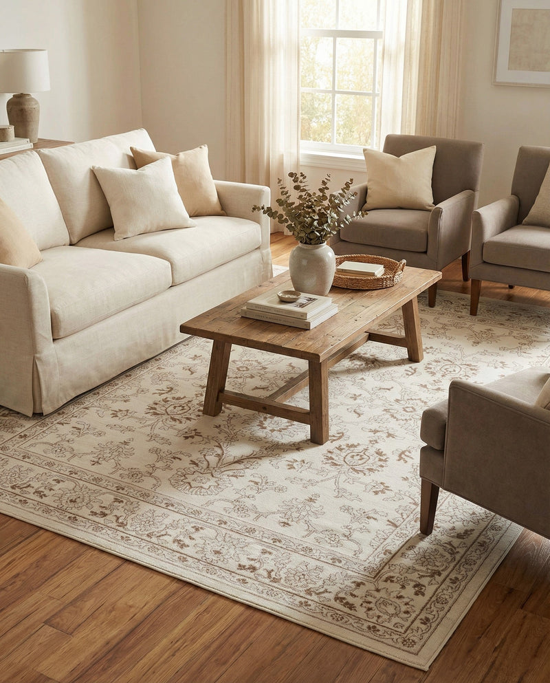 Savannah Elegance Collection Area Rug - Augusta (Ivory) Rectangle Ivory  lifestyle 3