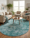 Sahara Essence Collection Area Rug - Oasis (Teal) Oval Teal  lifestyle 79