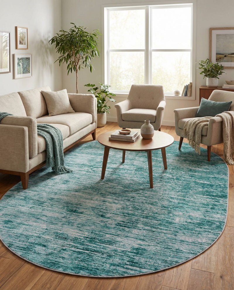 Sahara Essence Collection Area Rug - Oasis (Teal) Oval Teal  lifestyle 79