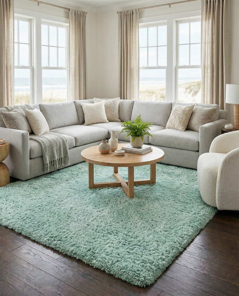 Eternal Plush Oasis Collection Area Rug -  Tranquility (Cyan) Rectangle Cyan  lifestyle 7