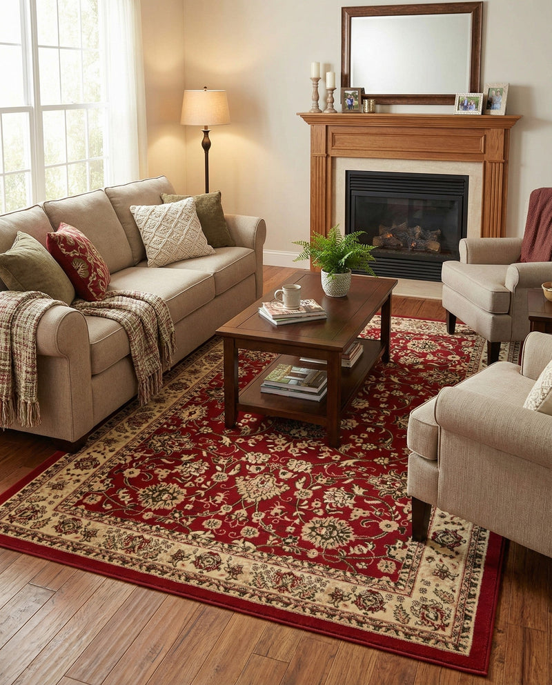 Isfahan Elegance Collection Area Rug - Naghsh-e Jahan (Burgundy) Rectangle Burgundy  lifestyle 46