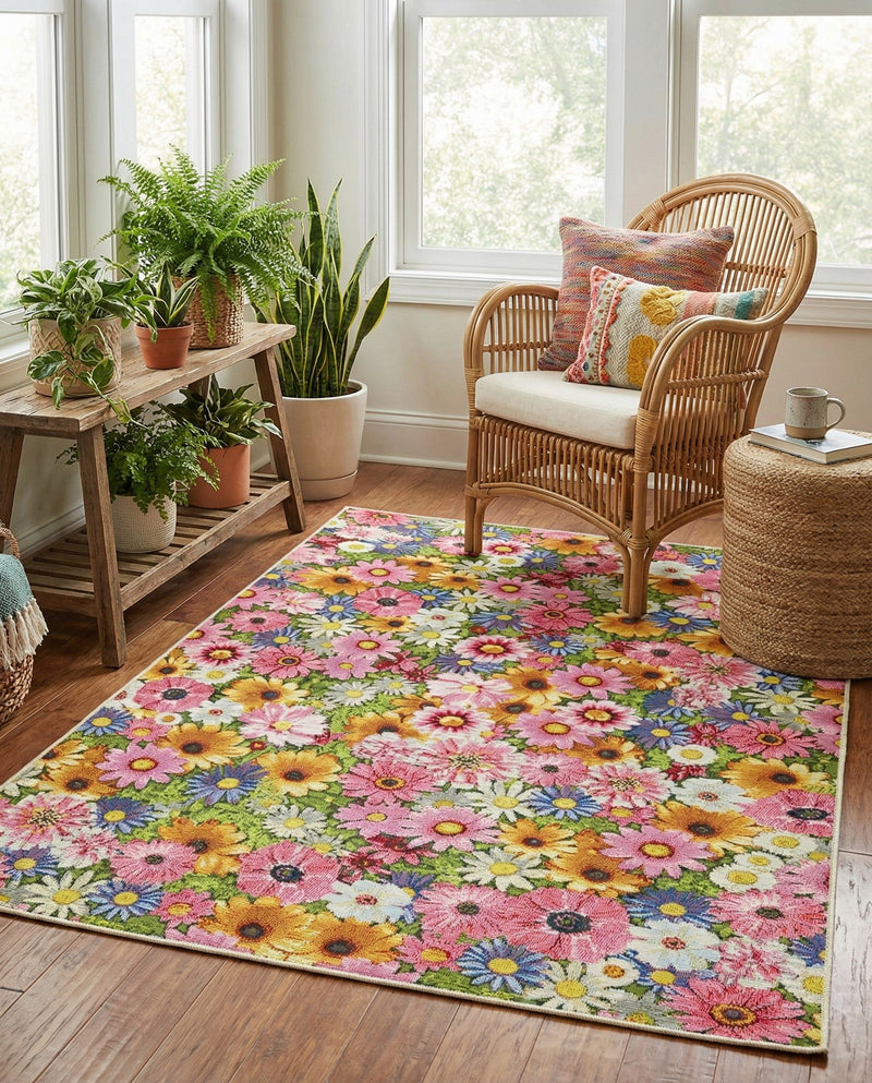 Seaside Blooms Collection Area Rug -  Marseilles Rectangle Multi  lifestyle 36