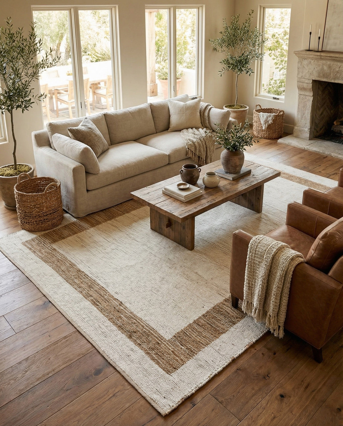Osian Looms Collection Area Rug - Durham Rectangle White and Natural  lifestyle 31
