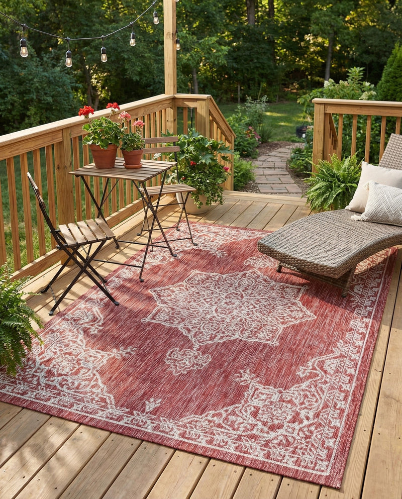 Patio Heritage Collection Area Rug -  Charleston (Rust Red) Rectangle Rust Red  lifestyle 16