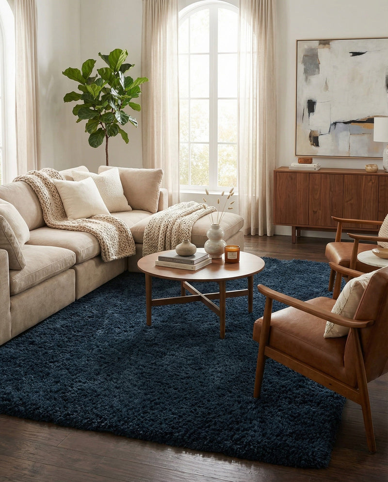 Eternal Plush Oasis Collection Area Rug -  Tranquility (Cobalt) Rectangle Cobalt  lifestyle 9