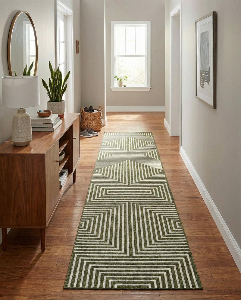 Urban Terrace Collection Area Rug -  Astoria (Green) Runner Green  lifestyle 48