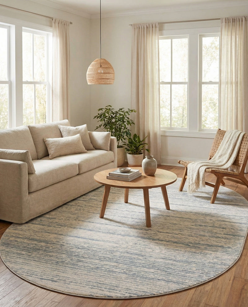 Serenity Sands Collection Area Rug -  Tranquilbay Oval Cream  lifestyle 64