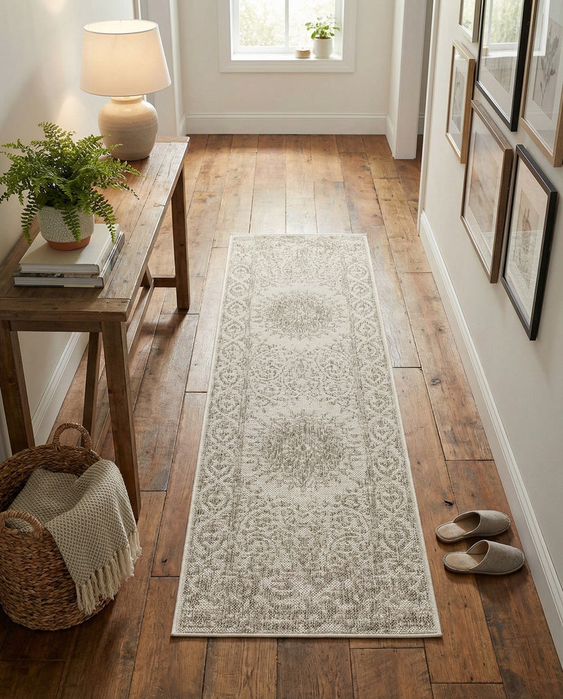 Patio Heritage Collection Area Rug -  Lafayette (Gray) Runner Gray  lifestyle 75