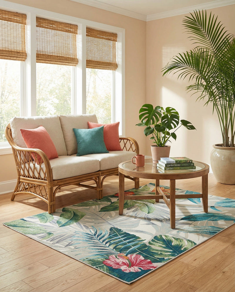 Seaside Blooms Collection Area Rug -  Paradise Rectangle Multi  lifestyle 42