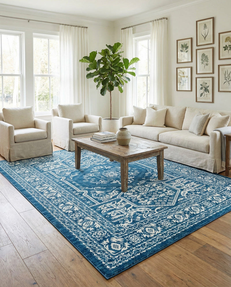 Charleston Elegance Collection Area Rug - Harborview Rectangle Blue  lifestyle 47