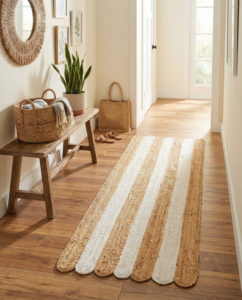 Serenity Braided Jute Collection Area Rug - Luna Runner Natural and Ivory  lifestyle 34