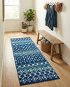 Mediterranean Lattice Collection Area Rug - Santorini (Navy and Teal) Runner Navy and Teal  lifestyle 38