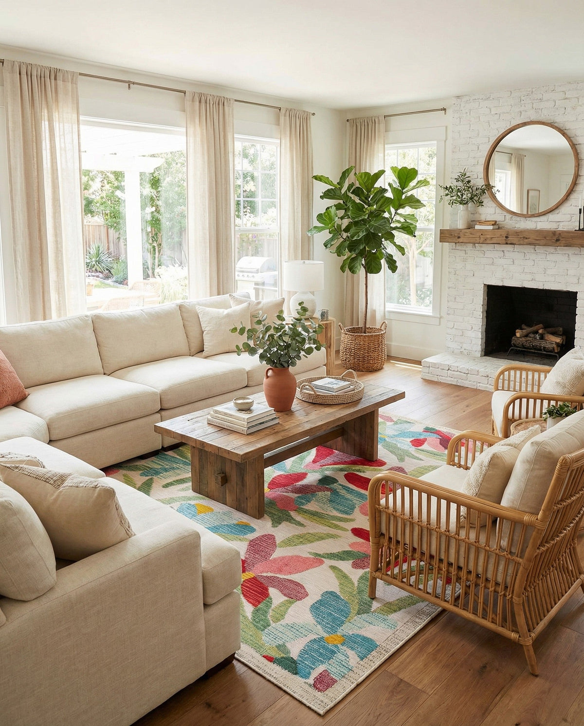 Outdoor Marrakesh Collection Area Rug -  Midelt Square Multi  lifestyle 75