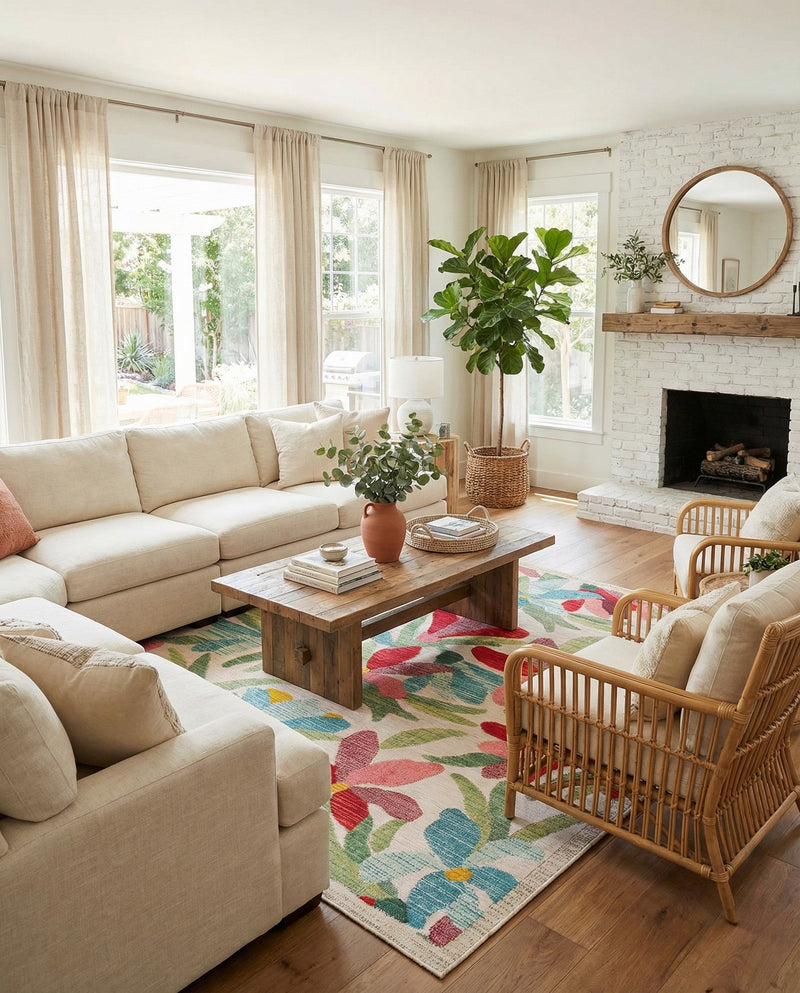 Outdoor Marrakesh Collection Area Rug -  Midelt Square Multi  lifestyle 75