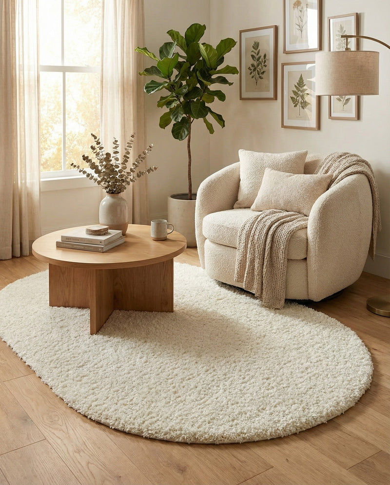 Plush Oasis Collection Area Rug - Serenity (Snow White) Oval Snow White  lifestyle 58