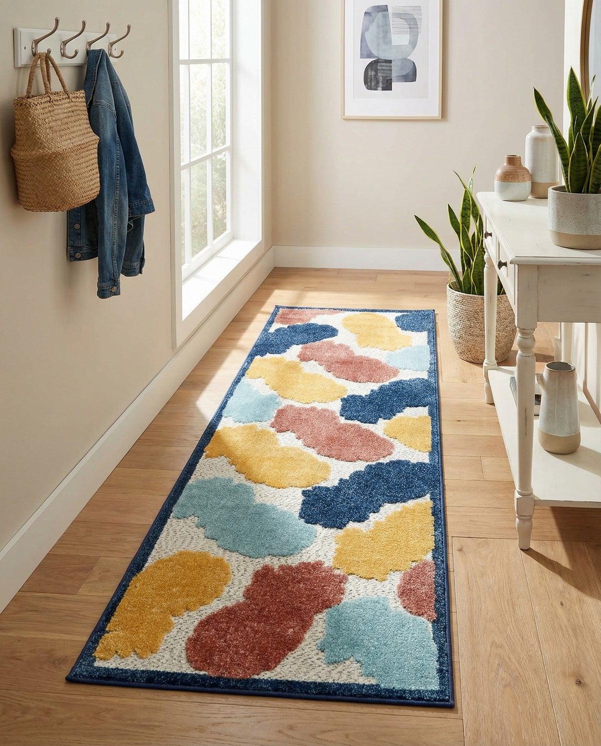 Caribbean Terrace Collection Area Rug -  Nevis Runner White  lifestyle 102