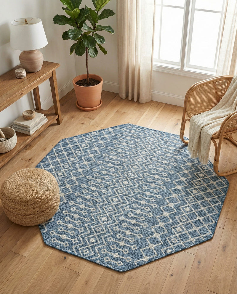 Savannah Pergola Collection Area Rug -  Pergola (Blue) Octagon Blue  lifestyle 48
