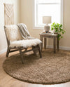 Plush Oasis Collection Area Rug - Serenity (Sandy Brown) Round Sandy Brown  lifestyle 48